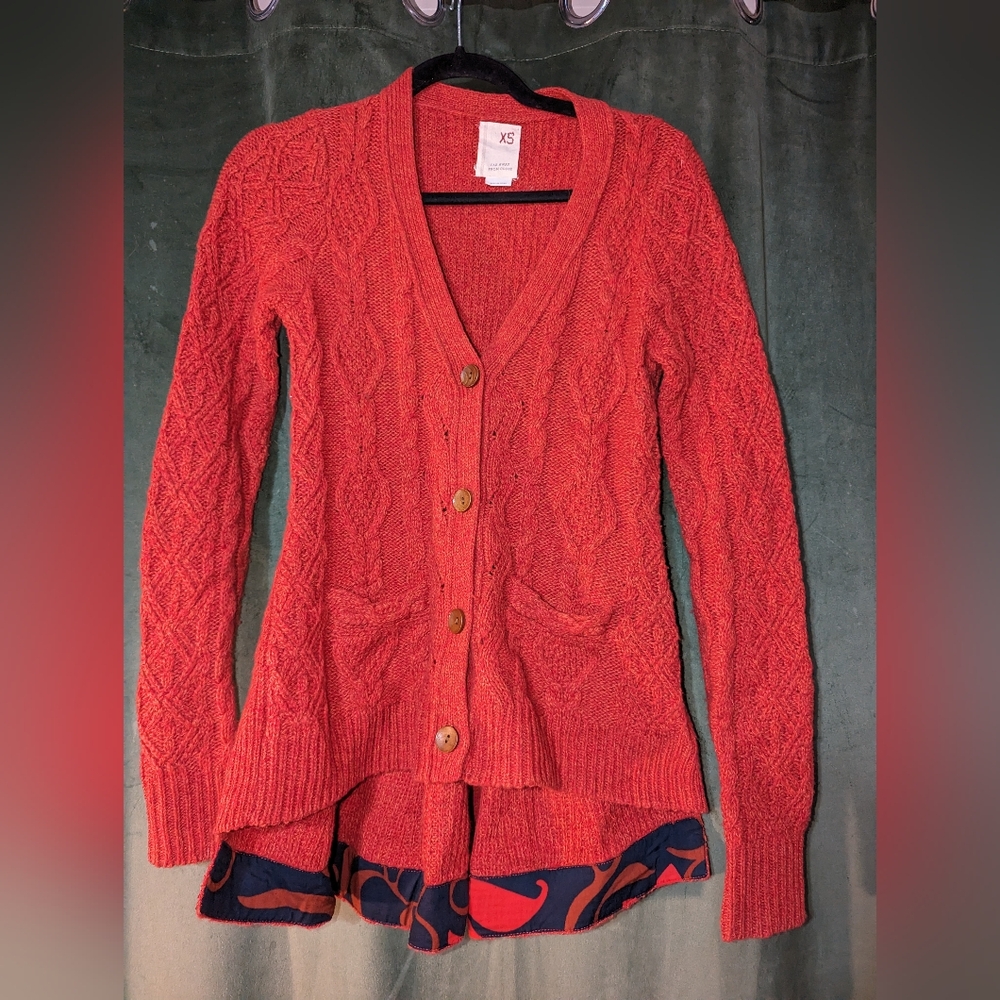 Burnt Orange Knit Anthropologie Cardigan Sweater
